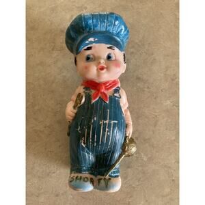 Vtg Sun Rubber Co. Boy Squeaker Doll Toy Engineer Mechanic Altered READ 1960 HTF